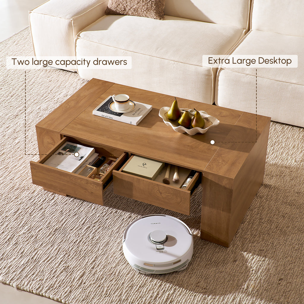 Modern Farmhouse Coffee Table with Hidden Storage Drawer