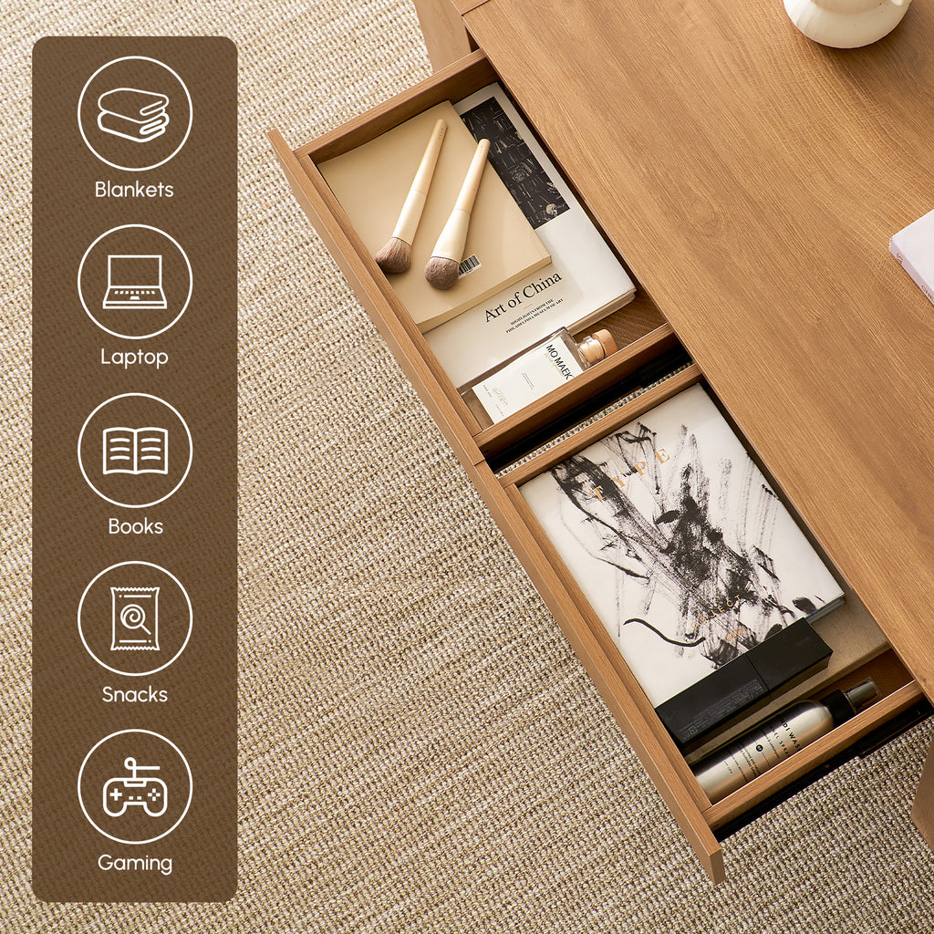 Modern Farmhouse Coffee Table with Hidden Storage Drawer