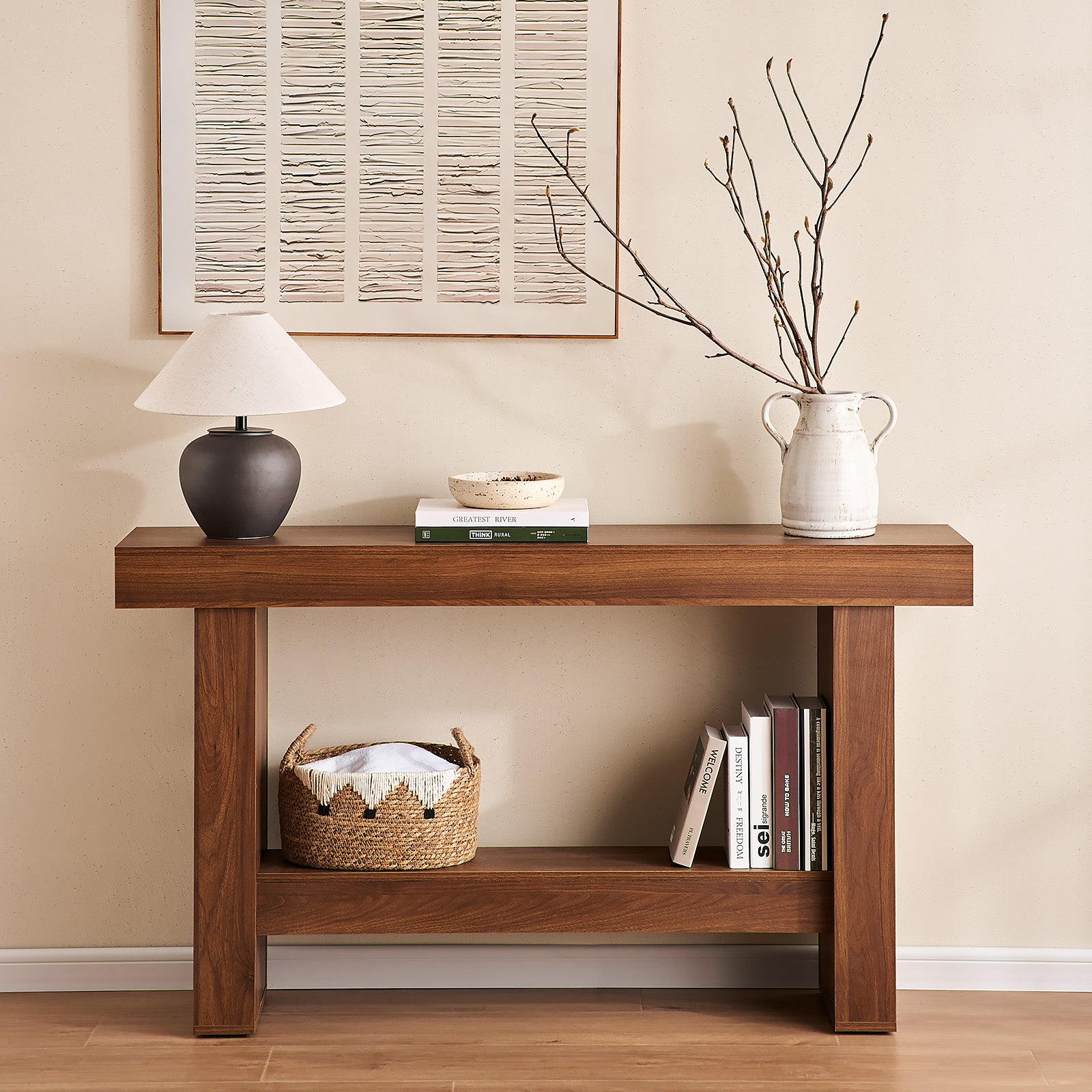 55" Wood Console Table for Hallway