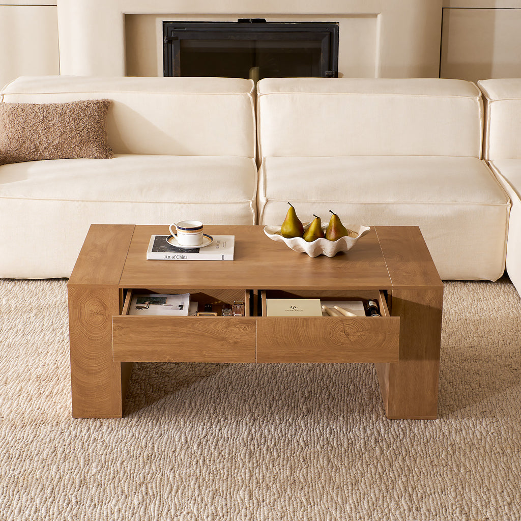 Modern Farmhouse Coffee Table with Hidden Storage Drawer