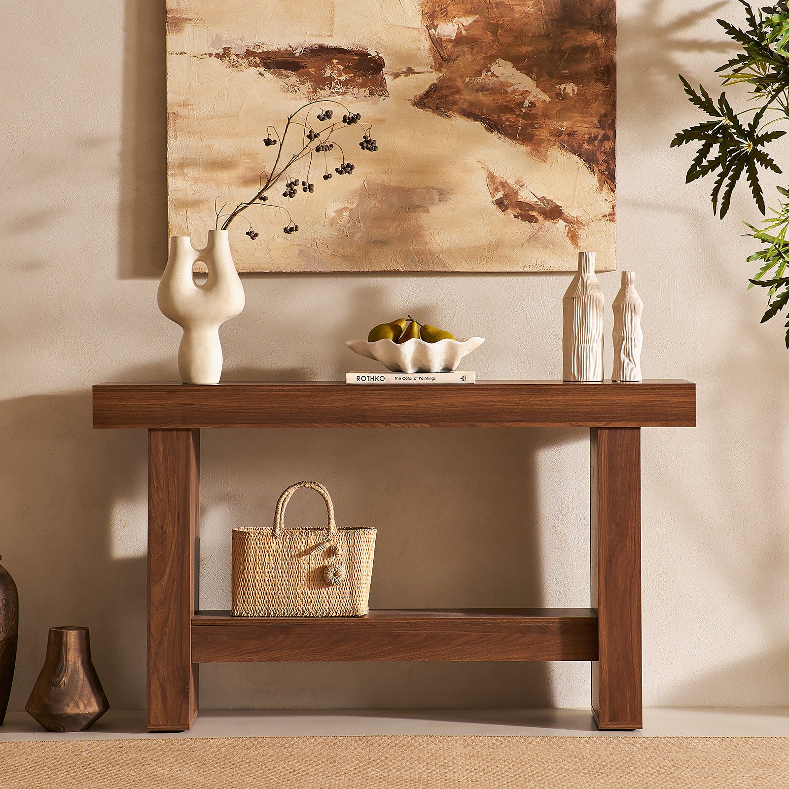 55" Wood Console Table for Hallway