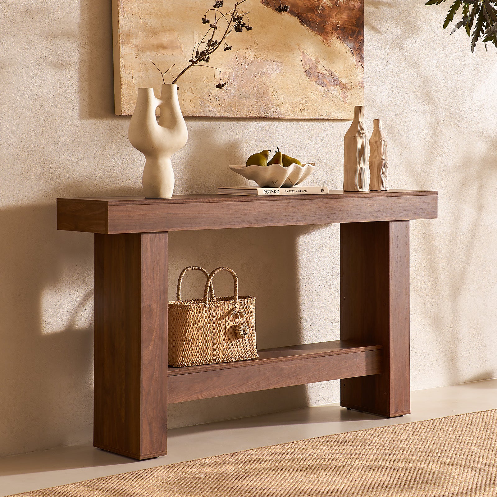 55" Wood Console Table for Hallway