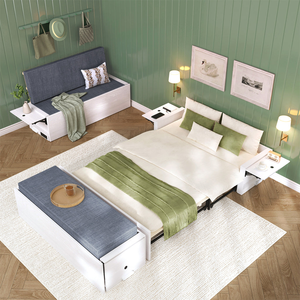 3-in-1 Full Murphy Bed with Mattress