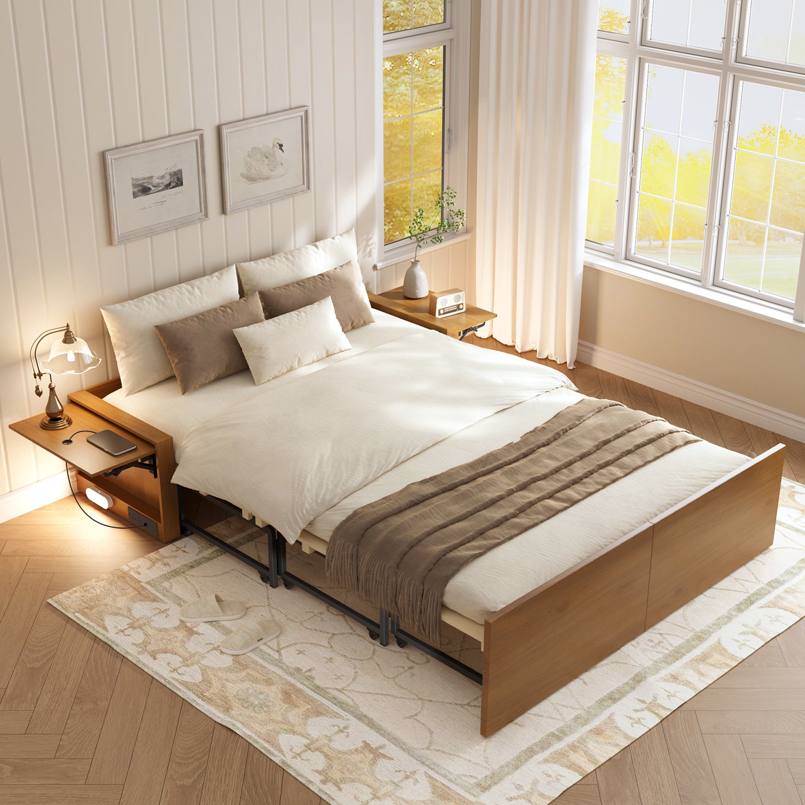 3-in-1 Full Murphy Bed with Mattress