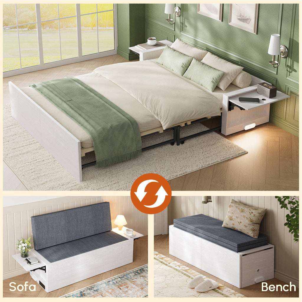 3-in-1 Full Murphy Bed with Mattress