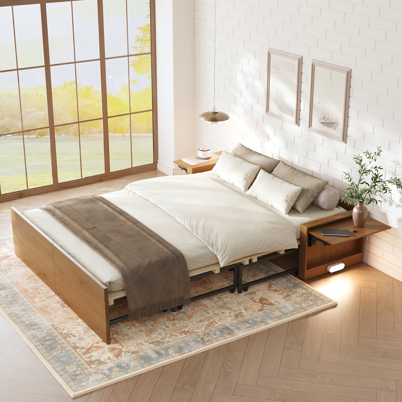 3-in-1 Full Murphy Bed with Mattress