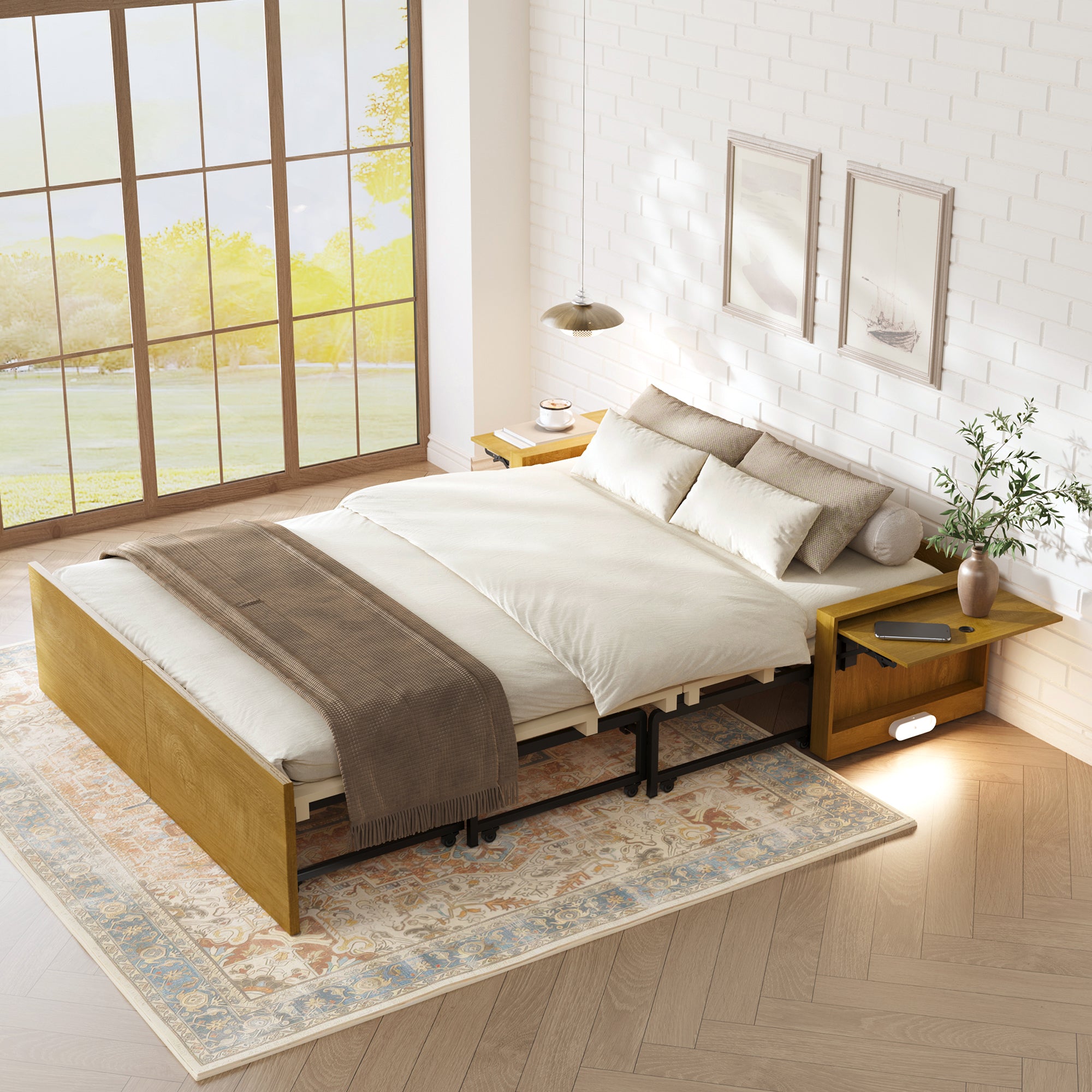 3-in-1 Full Murphy Bed with Mattress